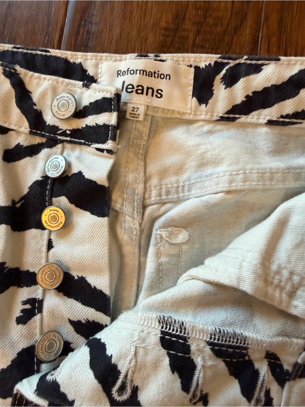 Reformation Black and White Zebra Print Jeans - Picture 3 of 3